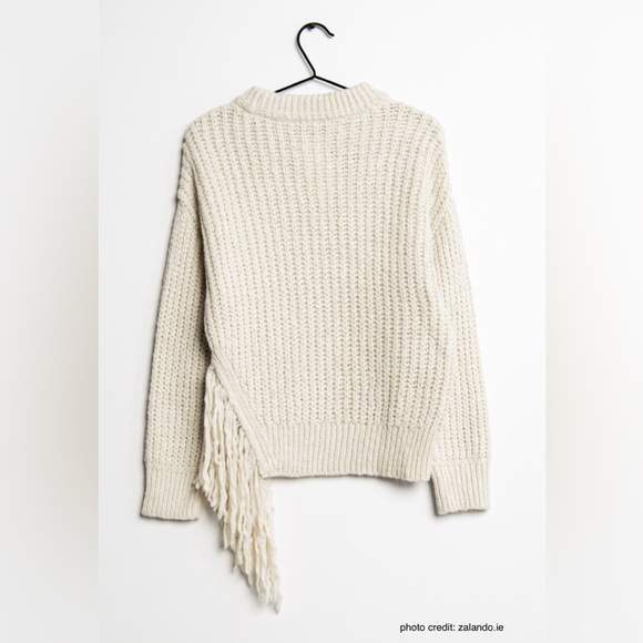 MNG MANGO FRINGE KNIT SWEATER PULLOVER XS CREAM COLOR - Picture 5 of 10